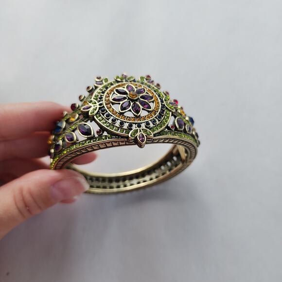 Heidi Daus Bracelet Hinge Gold Bronze Kaleidoscope French Twist Green Purple New - Picture 2 of 9
